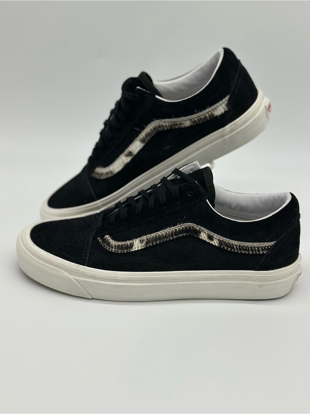Vans Black Suede Old Skool Sneakers with White/Beige Side Stripe